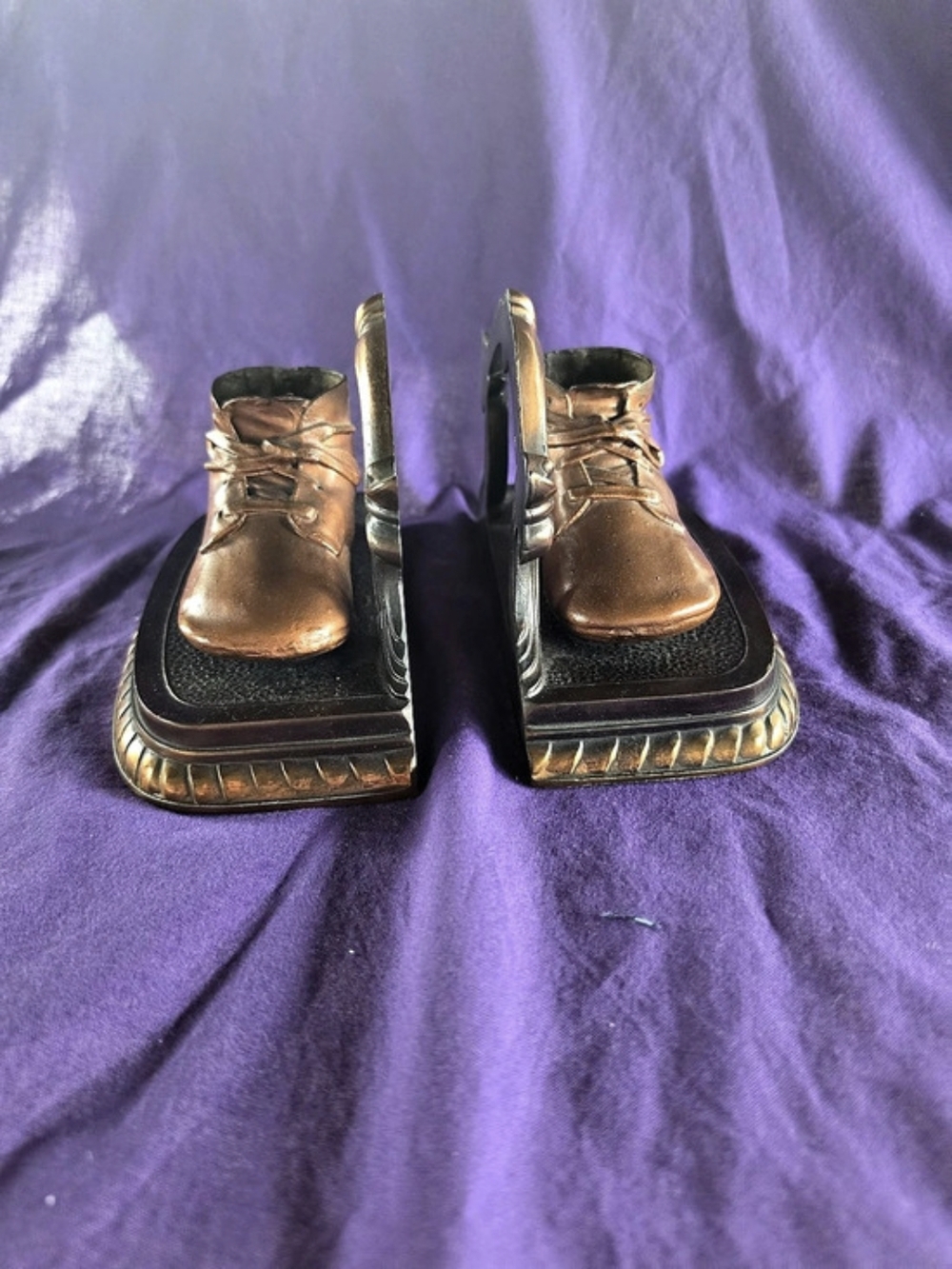 Vintage Bronze Baby Shoes Bookends